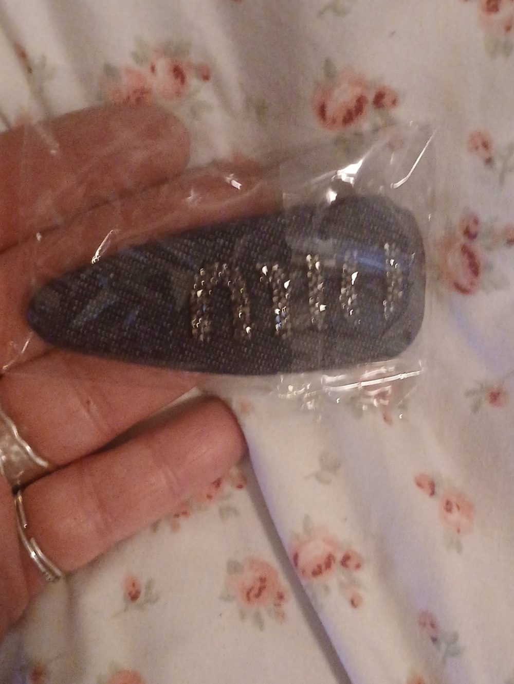 Rhinestone Accent Denim Hair Clip